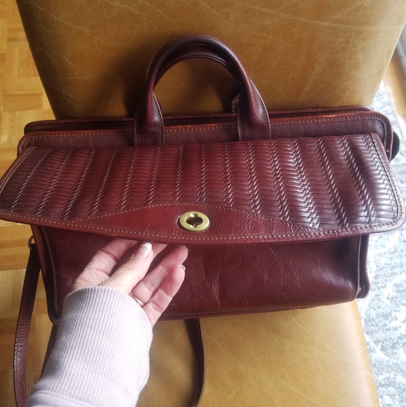 Jack Georges vintage leather messenger briefcase crossbody shoulder laptop bag - Picture 5 of 16